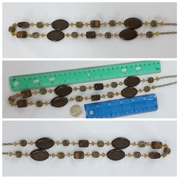 Goldtone Multi Dimensional Beaded Long Strand Neck - Picture 2 of 8